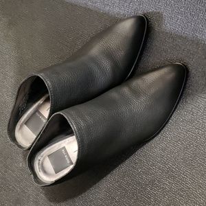 Black leather slip-on shoes